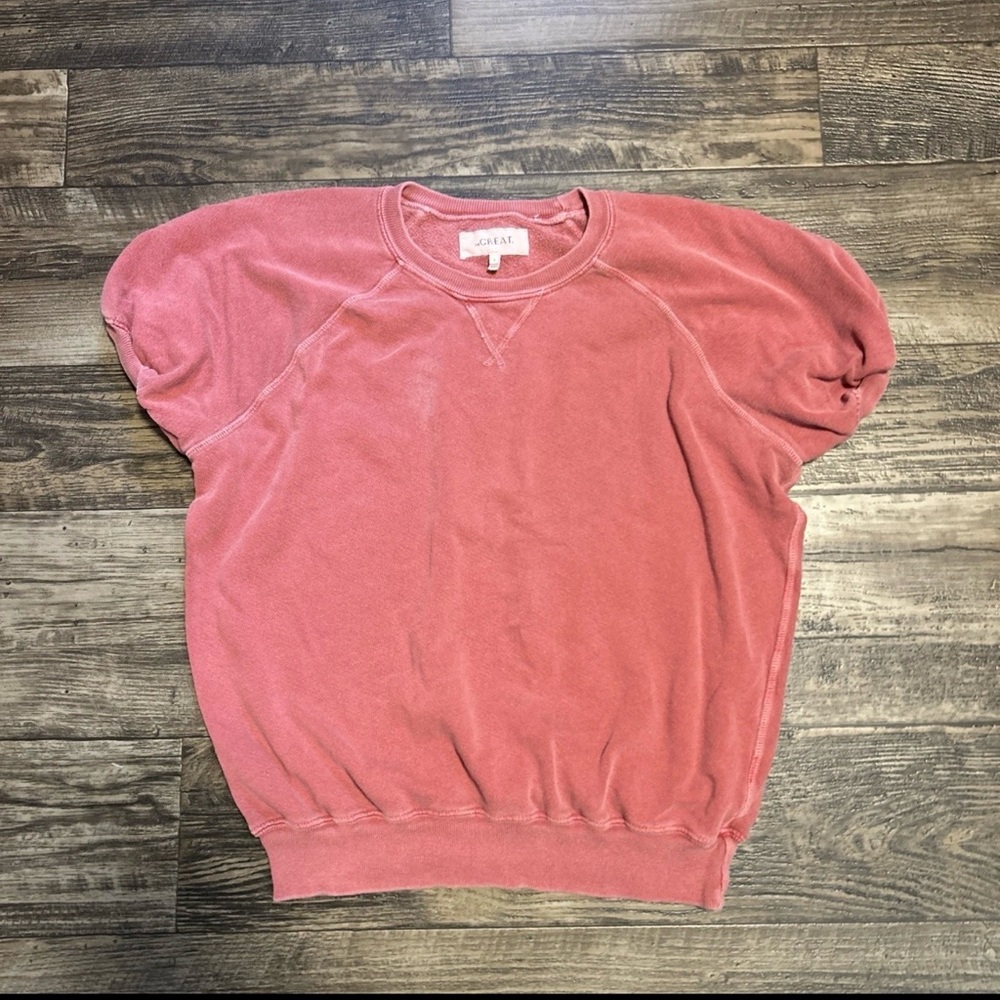 THE GREAT. Dusty Rose Short Sleeve Top